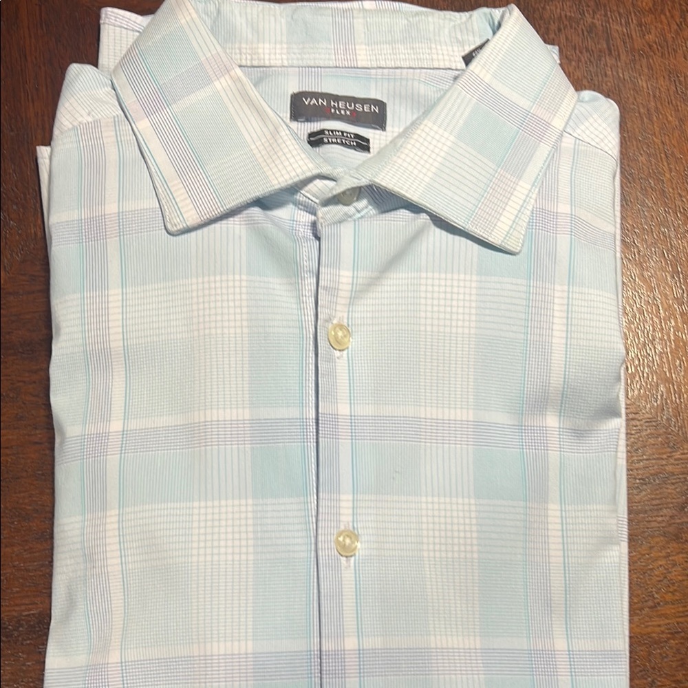 Van Heusen Men's Blue long sleeve Checkered Shirt